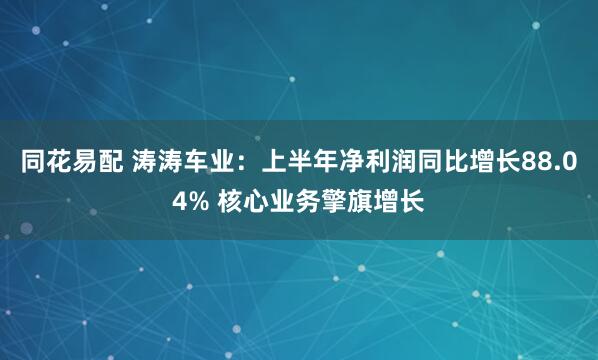 同花易配 涛涛车业：上半年净利润同比增长88.04% 核心业务擎旗增长